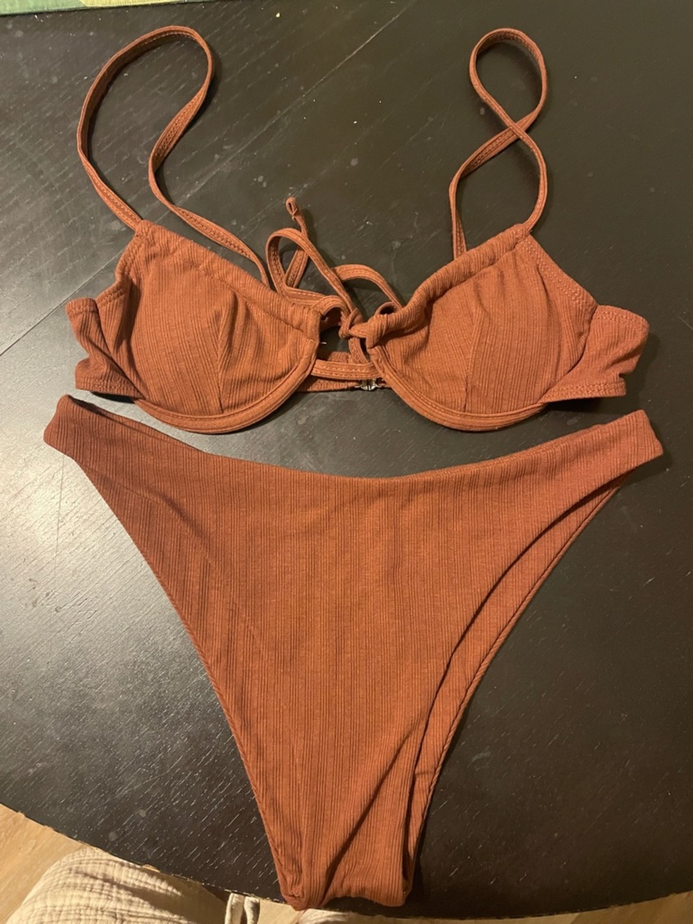 Rust Ribbed Two-Piece Bikini Set